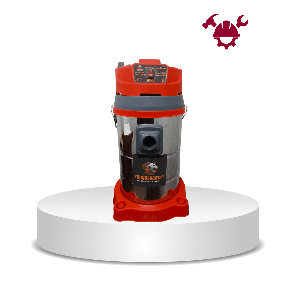 THUNDERCATS 30L Industrial Wet & Dry Vacuum Cleaner – 1500W (Red)